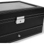 JS NOVA JUNS Watch Box, 12 Slots PU Leather Case Organizer with Jewelry Drawer for Storage and Display