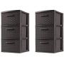 3 Drawer Storage Weave Cart Set of 2 Espresso Plastic Storage Boxes Organizer NEW