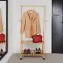 SONGMICS Clothes Rack on Wheels, Rolling Garment Rack with 2-Tier Storage Shelves, Hall Tree with 4 Coat Hooks for Shoes, Clothing, Bamboo URCR52N SONGMICS Clothes Rack on Wheels, Rolling Garment Rack with 2-Tier Storage Shelves, Hall Tree with 4 Coat Hooks for Shoes, Clothing, Bamboo URCR52N