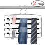 Fubosi Clothes Pants Hangers 2-Pack, Multi Layers Swing Arm Metal Slack Hangers Organizer with Foam Padded for Closet Jeans Trousers Scarves