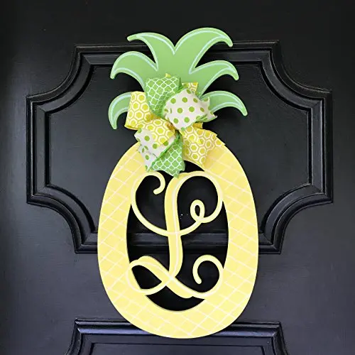 Pineapple Monogram Door Hanger Summer Pineapple Decor Monogram Pineapple Welcome Decor Pineapple Door Hanger Monogram Wedding Gift Double Door Hangers Mothers Day Gift Birthday Welcome Wreath