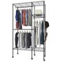 Evokem Wire Shelving Garment Rack Closet Hanger Storage Organizer Clothes Wardrobe with Wheels