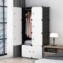 KOUSI Portable Closets 14&quotx18" Depth Cube Wardrobe Closet Wardrobe in Closet Armoire Wardrobe Closet Bedroom Armoire Room Closet with Doors Storage Organizer with Doors,5 Cubes 1 Hanger
