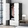 KOUSI Portable Closets 14&quotx18" Depth Cube Wardrobe Closet Wardrobe in Closet Armoire Wardrobe Closet Bedroom Armoire Room Closet with Doors Storage Organizer with Doors,5 Cubes 1 Hanger