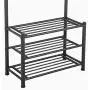 Yaheetech Metal Coat Clothes Shoes Hat Umbrella Bag Steel Pipe Stand Rack 18 Hanger Hooks Black