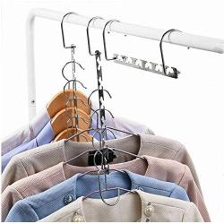 5pcs 6 Holes Stainless Steel Shirts Clothes Hanger Anti-Skid Hanger Multi-Functional Drying Rack Home Closet Storage Hook Decoration