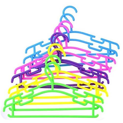 10pcs Random Color Portable Clothes Hanger Kids Children Toddler Baby Clothes Hanger Coat Plastic Non-Slip Hanger Home Organizer