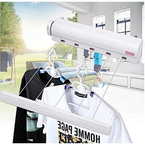 5 Line Retractable Clothes Airer Washing Line Laundry Wall Mount Dryer Hanger Clothesline Outdoor Washing Line Drying Rack