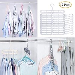 Komorebi Magic Plastic Hangers Space Saving Clothes Hangers for Coat Pants Skirt Dress Trouser Jeans Shirts Light Hanger for Baby Kids Childrens Adult Clothing-White Hangers 12 pcs