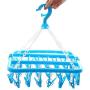 BAIYING 1pc Foldable Plastic Clothes Hanger with 32 Clips, Household Drying Rack Baby Clothes Hanger Socks Hanger Underwear Hanger for Outdoor/Indoor