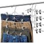 AMKUFO Pant Hangers 4 Tier Skirt Hangers with Adjustable Clips 4 Pcs Metal Trouser Hangers Space Saving for Slack, Trouser, Jeans, Towels Etc