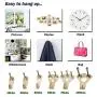 Newkiton 120Pcs/Set Picture Hangers with Black Harden Nails, Heavy Duty Hanging Kit, Professional Picture Photo Frame Hooks for Wall Mounting (Golden)