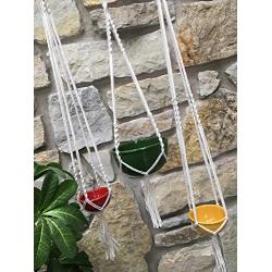 Set of 3 mini trio rasta cotton macrame terrarium plant hangers