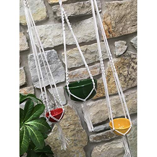 Set of 3 mini trio rasta cotton macrame terrarium plant hangers