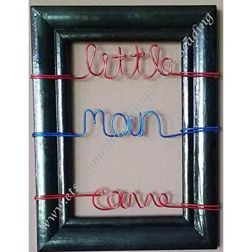 LITTLE MAN CAVE Wire Picture Frame - LITTLE MAN CAVE Wall Hanger - Twisted Wire Frame - Red and Blue Twisted Wire