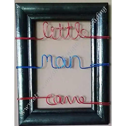 LITTLE MAN CAVE Wire Picture Frame - LITTLE MAN CAVE Wall Hanger - Twisted Wire Frame - Red and Blue Twisted Wire