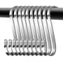 S-Shaped Hooks Heavy Duty 6 Packs,304 Stainless Steel Hook,Multi-Functional Flat Hook,S Hook,Hooks Closet,Hooks Plants,Hooks for Hanging Pot,Pan,Cups, Plants,Bags, Jeans,Towels(6, XX-Large)