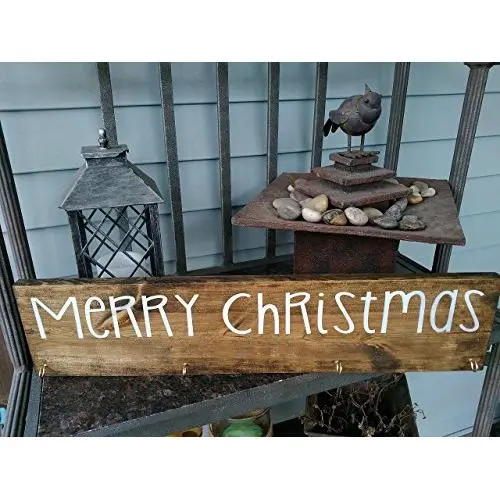 Merry Christmas, Christmas wood stocking hanger with hooks Merry Christmas, Christmas wood stocking hanger with hooks