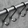 JCBIZ 12pcs Black Space Aluminum S Hook Flat S Shape Bathroom Kitchen Railing S Hanger Multi-Purpose Spoon Pan Pot Towel Cloths etc. Accessories Hangers Fit for Below 19mm Round Rod