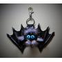 Leather, real fur bag charm. Black leather 3D bat. Gothic fashion key chain. Charm hanger, Purse charm, Key charm, Car accessories