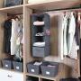 MAX Houser 4-Shelf Hanging Closet Organizer,Space Saver,Cloth Hanging Shelves with 2 Side Pockets,Foldable