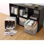 DECOMOMO Foldable Storage Bin [3-Pack] Collapsible Sturdy Cationic Fabric Storage Basket Cube W/Handles for Organizing Shelf Nursery Home Closet (Grey and Beige, Cube - 13 x 13 x 13)