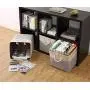 DECOMOMO Foldable Storage Bin [3-Pack] Collapsible Sturdy Cationic Fabric Storage Basket Cube W/Handles for Organizing Shelf Nursery Home Closet (Grey and Beige, Cube - 13 x 13 x 13)