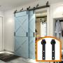 ZEKOO Rustic 8 FT by Pass Modern Barn Door Hardware Hanger Sliding Steel Rail for Double Wooden Doors Parts ZEKOO Rustic 8 FT by Pass Modern Barn Door Hardware Hanger Sliding Steel Rail for Double Wooden Doors Parts