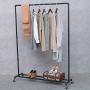 Industrial Iron Pipe Clothing Rack,63in Black Dress Clothing Retail Display Rack,Vintage Commercial Grade Pipe Clothes Racks on Wheels,Metal Ballet Rolling Racks Garment Racks