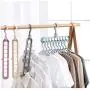 Multilayer Anti Slip Hanger Plastic 9 Hole Windproof Magic Clothes Hanger Space Saving Organizer Fix Holder Storage Rack Buckle 10pcs Random Color