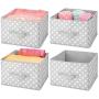mDesign Soft Fabric Closet Storage Organizer Holder Boxes Bin - Attached Handle, Open Top, for Child/Kids Bedroom, Nursery, Toy Room - Fun Polka Dot Print - Medium, 4 Pack - Gray/White Dots