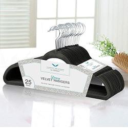 Laundry Solutions by Westex Velvet Non-Slip Hangers, Black,25pcs