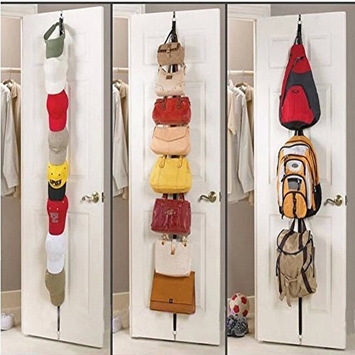 Adjustable Over Door Straps Hanger Hat Bag Clothes Rack Holder Organizer 8 Hooks/Rack Home Storage Organization