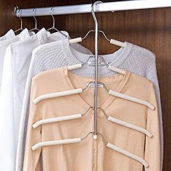 HJYPYJ Clothes Hangers Space Saving,Multi-Functional Non-Slip 5 Layer Wardrobe Shirt Hanger,Magic Hangers/Gray / 3 Pcs