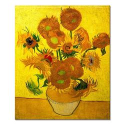 Wieco Art Large Modern Abstract Flowers Giclee Canvas Prints Gallery and Framed Artwork Vase with Fifteen Sunflowers by Van Gogh Oil Paintings Reproduction Pictures on Canvas Wall Art for Home Decor