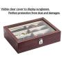 JackCubeDesign Leather 8 Compartments Eyeglass Display Organizer Eyeglasses Sunglass Storage Case Boxes Eyewear Tray Stand Suede Inside with Acrylic Cover(Brown, 17.4 x 6.7 x 1.97) ? :MK379B