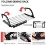 ZZQ Shoe Rack, Folding Laundry Towel Drying Rack Balcony Windowsill Fence Guardrail Corridor, Stainless Steel Retractable Clothes Hanging Racks with Clips for Drying Socks