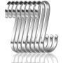 10Pcs S Hook S Shaped Hooks Hanging Hooks Stainless Steel Hooks Hooks Heavy Duty S Hook for Pots,Pans,Plants,Cups,Clothes,Towels,Kitchen,Gardening Tools,BBQ,Bedroom,Bathroom,Office and Garde