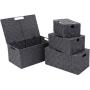 KEDSUM Woven Storage Baskets Boxes Bins, Storage Baskets with Lids Storage Cube Bins Closet Storage Baskets, Woven Organizer Baskets Built-in Carry Handles (Grey Set of 4)