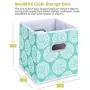 MaidMAX Cloth Storage Cubes, Cube Organizer Bins, Foldable Storage Baskets with Dual Plastic Handles for Home Office Nursery Drawers Organizers, Aqua Flower, Green, 10.5×10.5×11inches, Set of 6