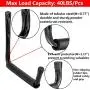 Garage Storage Jumbo Arm Hook Heavy Duty Wall Mount Organizer Utility Garden Hanger with EVA Protector (6 Pcs 12" J Hooks)