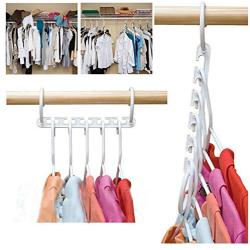 10PC 5 Hole Magic Hanger Space Saving Hanger Plastic Cloth Hanger Hook Organizer Wardrobe Save Practical Hook Closet Decoration