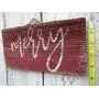 Vintage look MERRY new calligraphy Christmas Chalk Couture style old time font jute hanger antique style primitive style. weathered wood sign