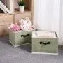 iFlower Storage Bin Foldable Storage Cubes Boxes with Lid Handles Collapsible Storage Basket Containers Organizer (Green,3-Pack)