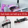 2pcs Ladder Hook for Garage Organizer, [UPGRADE VERSION] with Longer Screws Included, Heavy Duty Utility Hanger Holder Storage for Hanging Weed Wacker Hose Extension Cord Chair Bike Garden Tools