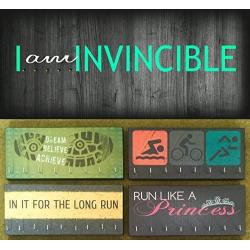 Race Medal Holder/Athletic Medal Hanger - I am INVINCIBLE - Aqua. Wood Wall Mounted Medal Organizer.