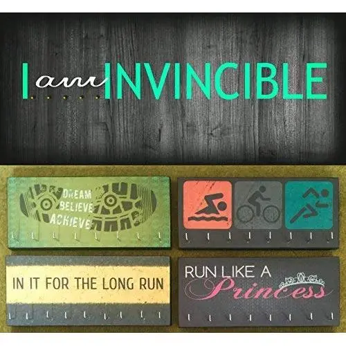 Race Medal Holder/Athletic Medal Hanger - I am INVINCIBLE - Aqua. Wood Wall Mounted Medal Organizer. Race Medal Holder/Athletic Medal Hanger - I am INVINCIBLE - Aqua. Wood Wall Mounted Medal Organizer.