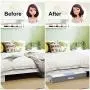 Qozary Zippered Large Underbed Storage Bags with Clear Window for Comforters, Blankets, Bedding, Clothes, Quilts, Sweaters with Clear Window, Thicker Fabric, Durable Handles, 2 Pack, Grey