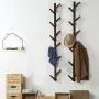 yazi Eco-Friendly Bamboo 6 Branches Wall Hanging Hooks Coat Rack Bag Clothes Hanger Vintage Brown