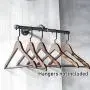 Wall Mounted Industrial Pipe Cloth Hanger Rack, Heavy Duty Rustic Iron Steampunk Style, Black Electroplated Finish with Mounting Hardware Included, Rust Free, Y-Nut